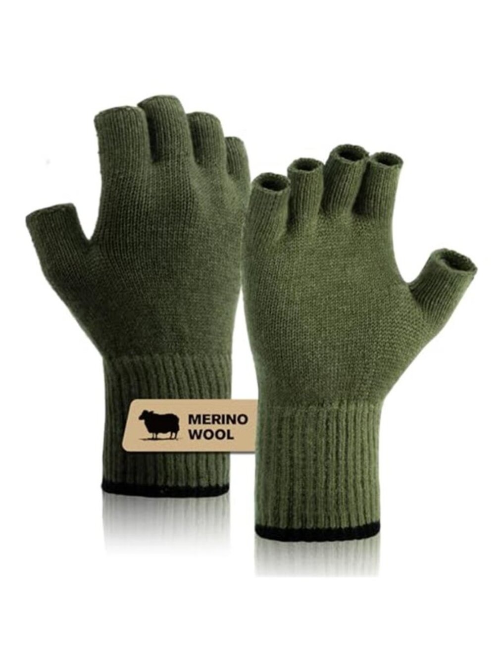 Unisex Merino Wool Fingerless Gloves Thermal Soft Knit Liner